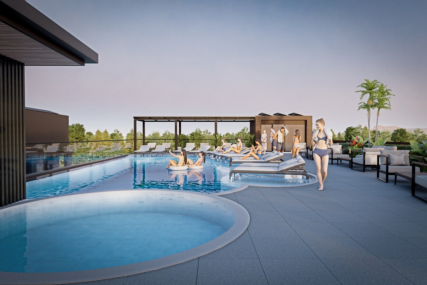 architectual image of Siam Oriental Beach condo pool