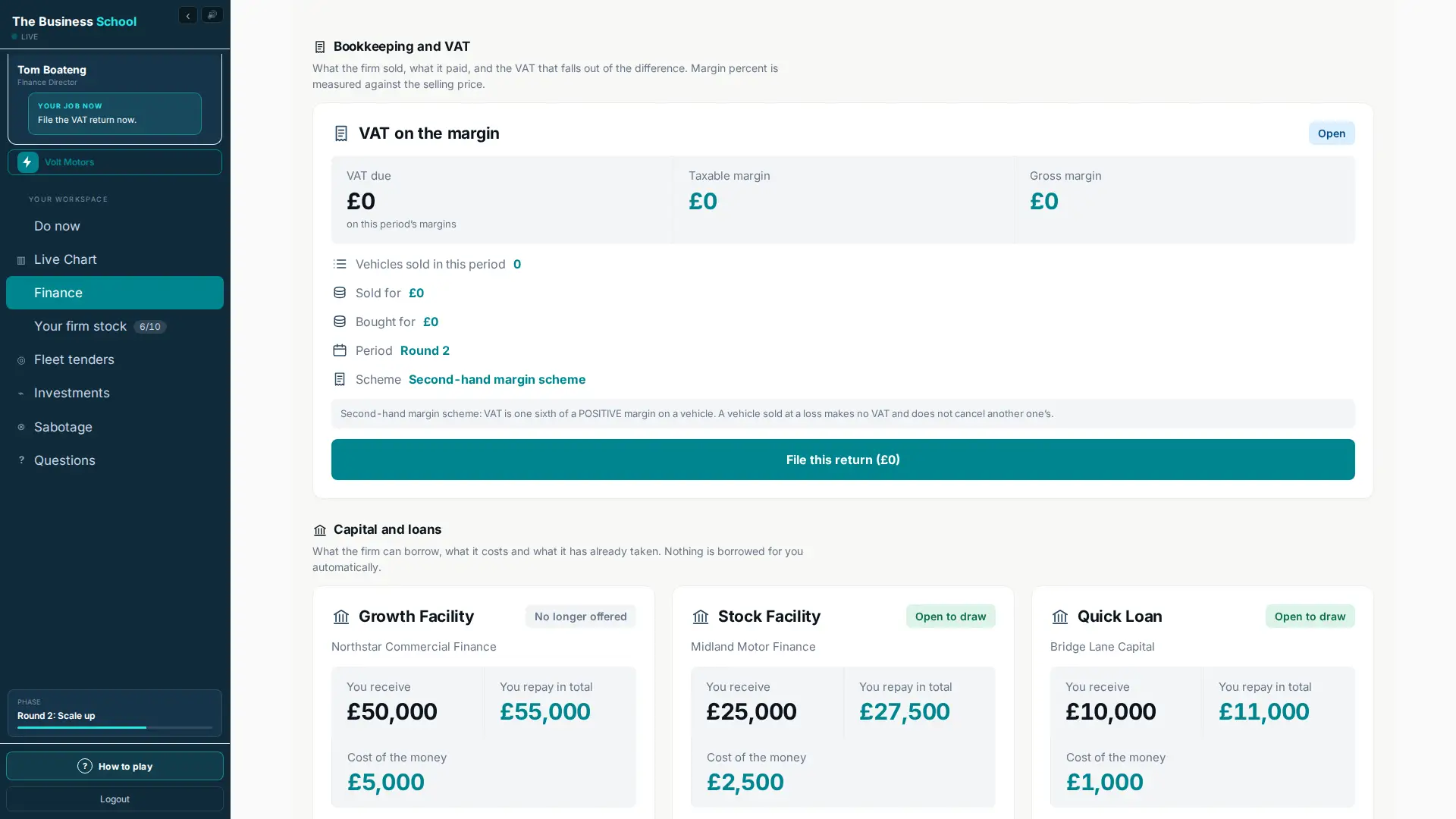 Finance and VAT view in The Business School